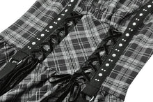Load image into Gallery viewer, Punk Grey Plaid Metal Studded Dress DW1051