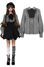 Load image into Gallery viewer, Dark lolita striped skull blouse IW116