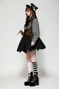 Dark lolita striped skull blouse IW116