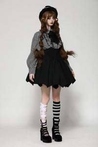 Dark lolita striped skull blouse IW116