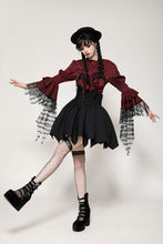 Load image into Gallery viewer, Gothic red inferno distressed frilly blouse IW119