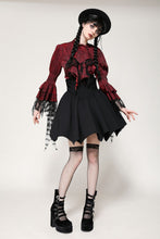 Load image into Gallery viewer, Gothic red inferno distressed frilly blouse IW119