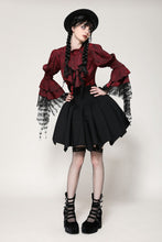 Load image into Gallery viewer, Gothic red inferno distressed frilly blouse IW119