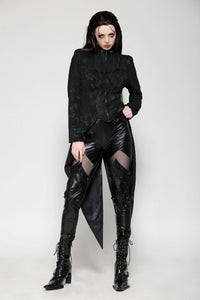 Vintage gothic jacquard tailcoat with slits JW268