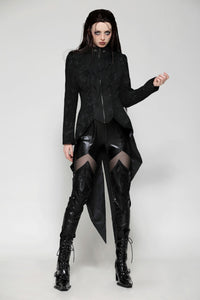 Vintage gothic jacquard tailcoat with slits JW268