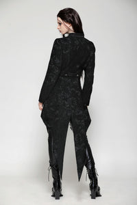 Vintage gothic jacquard tailcoat with slits JW268