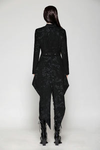 Vintage gothic jacquard tailcoat with slits JW268