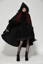 Load image into Gallery viewer, Gothic faux fur double-sided long coat with large hood JW275