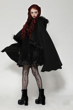 Load image into Gallery viewer, Gothic faux fur double-sided long coat with large hood JW275