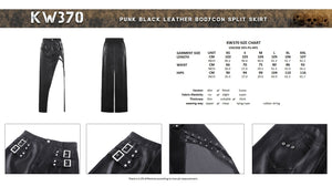 Punk black leather bodycon split skirt KW370