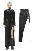 Load image into Gallery viewer, Punk black leather bodycon split skirt KW370