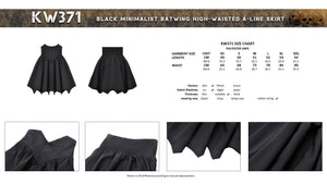 Black minimalist batwing high-waisted a-line skirt KW371