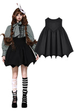 Load image into Gallery viewer, Black minimalist batwing high-waisted a-line skirt KW371