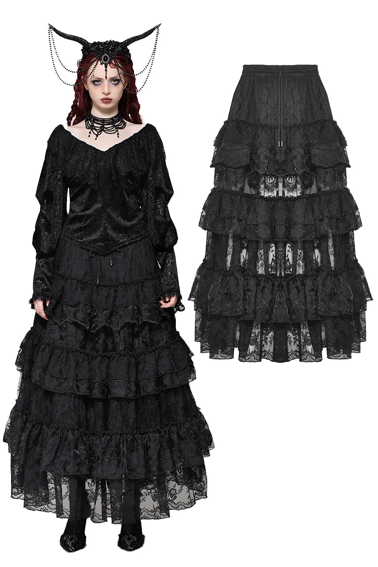 Gothic princess rose layered tulle cake skirt KW372