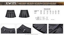 Load image into Gallery viewer, Punk Sassy Girl black PU leather low-waisted skirt KW375