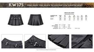 Punk Sassy Girl black PU leather low-waisted skirt KW375