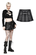 Load image into Gallery viewer, Punk Sassy Girl black PU leather low-waisted skirt KW375