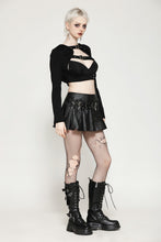 Load image into Gallery viewer, Punk Sassy Girl black PU leather low-waisted skirt KW375