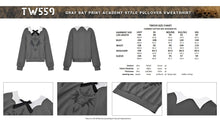 Load image into Gallery viewer, Gray bat print academy style pullover sweatshirt TW559