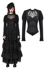 Load image into Gallery viewer, Gothic embroidered puff sleeve top TW604