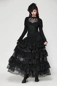 Gothic embroidered puff sleeve top TW604