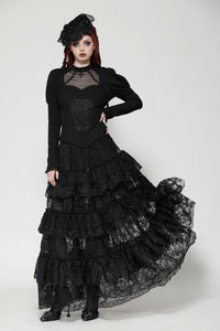 Gothic embroidered puff sleeve top TW604