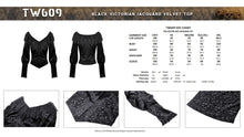 Load image into Gallery viewer, Black victorian jacquard velvet top TW609