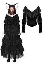 Load image into Gallery viewer, Black victorian jacquard velvet top TW609