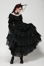 Load image into Gallery viewer, Black victorian jacquard velvet top TW609