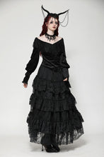 Load image into Gallery viewer, Black victorian jacquard velvet top TW609