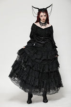 Load image into Gallery viewer, Black victorian jacquard velvet top TW609