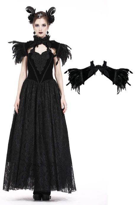 Gothic gorgeous feather velvet caplet with two ways to wear BW046 - Gothlolibeauty