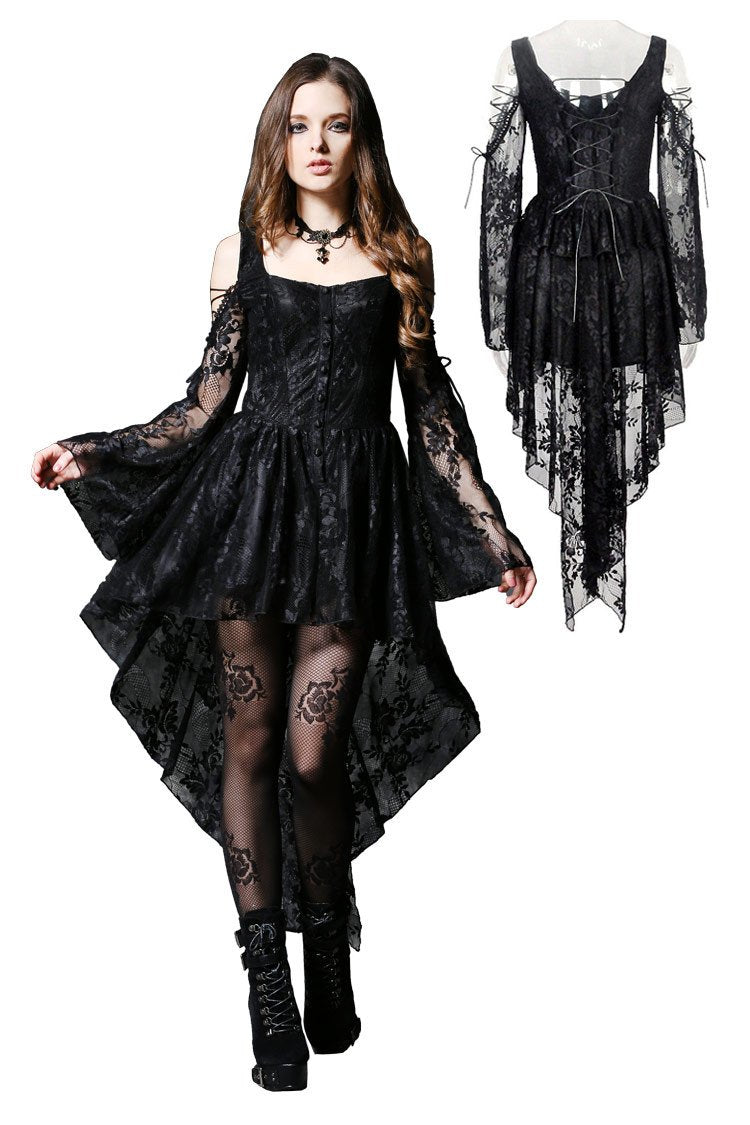 Gothic dress of ghost cocktail lace with button row DW053BK – DARK IN LOVE