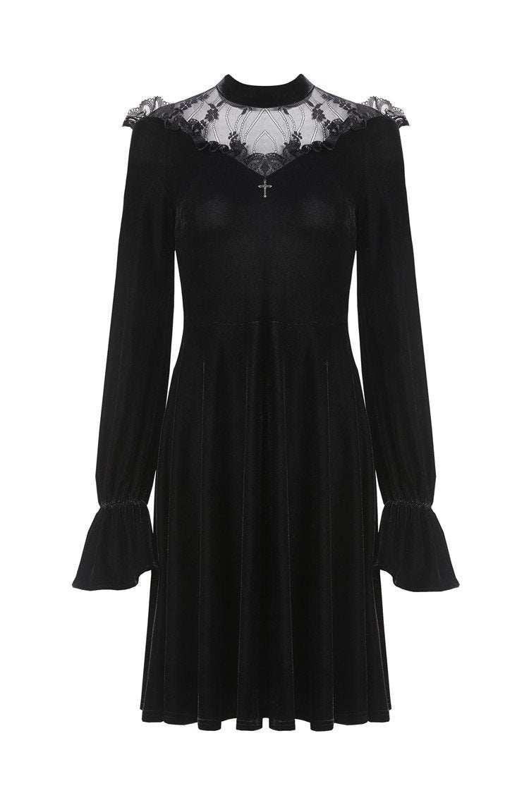 Gothic cross lacey velvet dress DW245 – DARK IN LOVE
