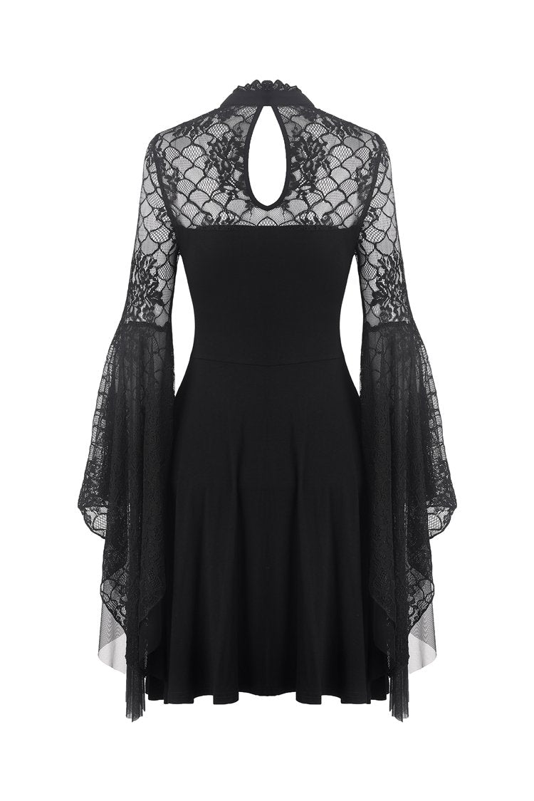 Gothic flower neck lace mesh sleeves dress DW280 – DARK IN LOVE