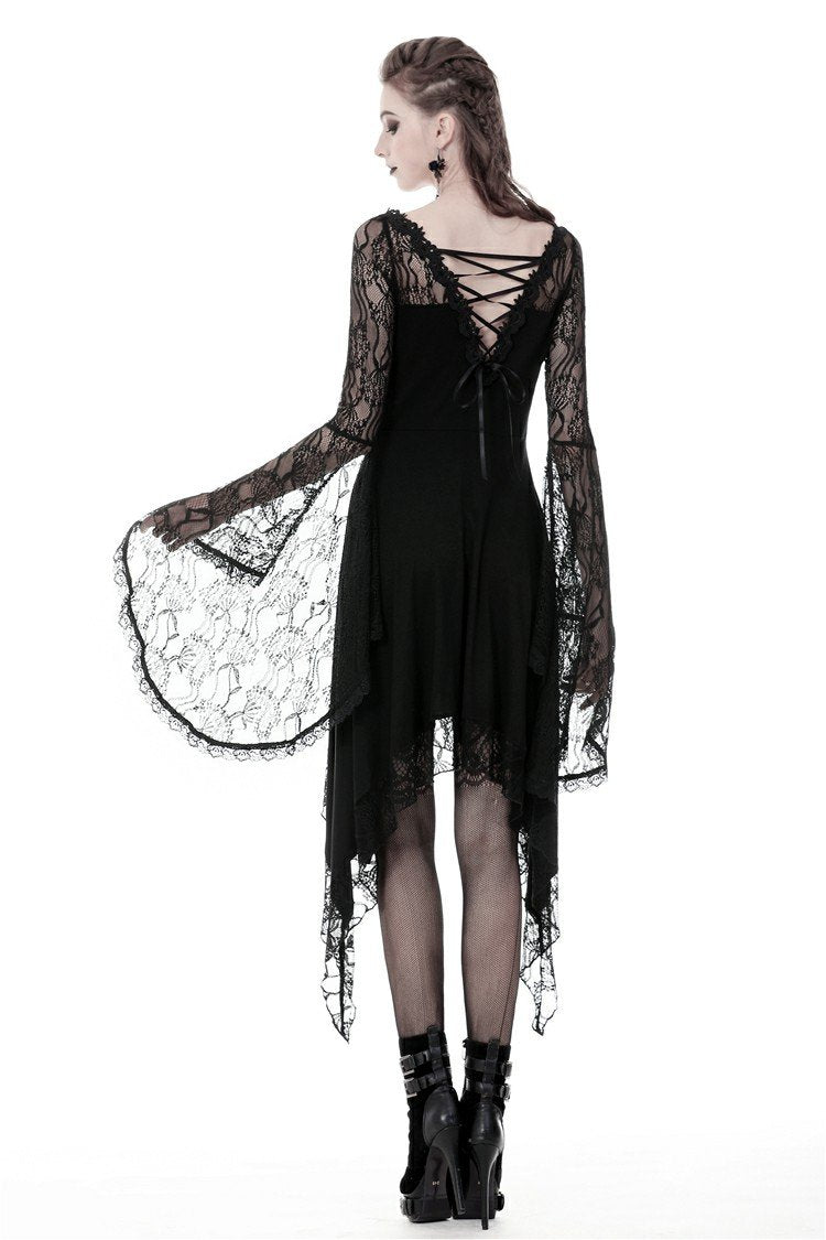 Gothic lady hollow chest with flower dress with lacey sleeves DW342 ...