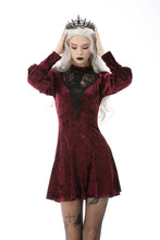 Load image into Gallery viewer, Queen super low lace bust wine velvet dress DW604