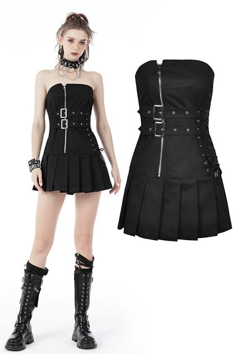 Punk locomotive pleated mini dress DW684