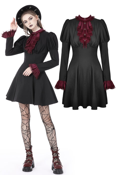 Blood clan preppy frilly collar dress DW733