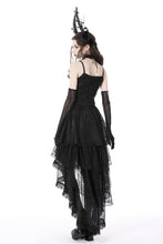 Load image into Gallery viewer, Gothic ghost frilly lace high low strap dress DW765
