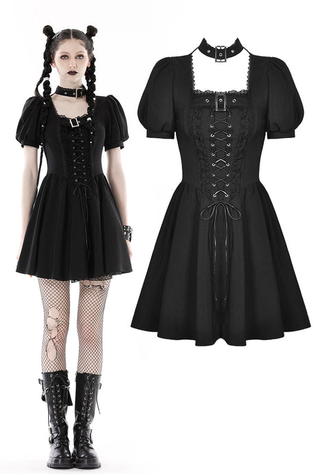 Punk rock lace up dress  DW862