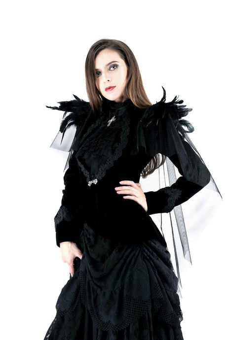 Gothic velvet jacket with swallow shoulder JW116 - Gothlolibeauty