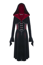 Load image into Gallery viewer, DARK IN LOVE Gothic Black red button lace-up long jacket JW164 - Gothlolibeauty