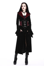 Load image into Gallery viewer, DARK IN LOVE Gothic Black red button lace-up long jacket JW164 - Gothlolibeauty