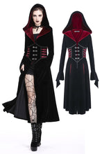 Load image into Gallery viewer, DARK IN LOVE Gothic Black red button lace-up long jacket JW164 - Gothlolibeauty