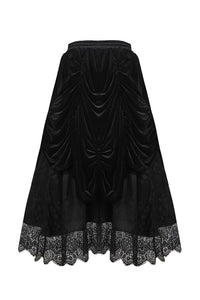 KW133BK Gothic Black wave velvet lace maxi skirt DARKINLOVE – DARK IN LOVE