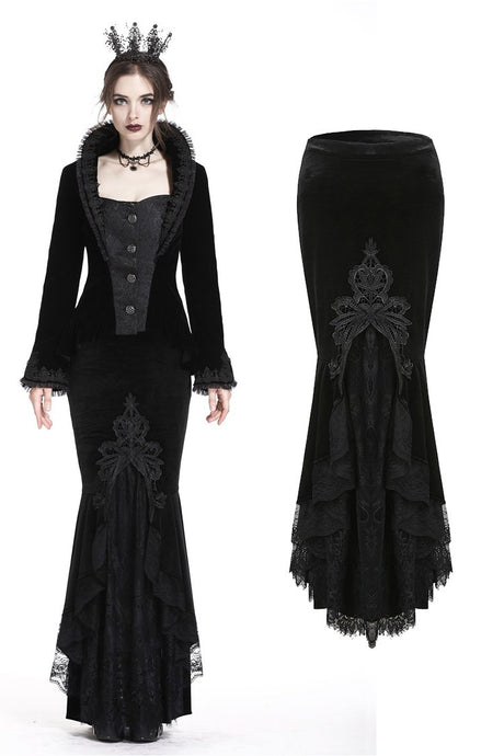 Gorgeous mermaid lacey velvet tight maxi skirt KW134 - Gothlolibeauty