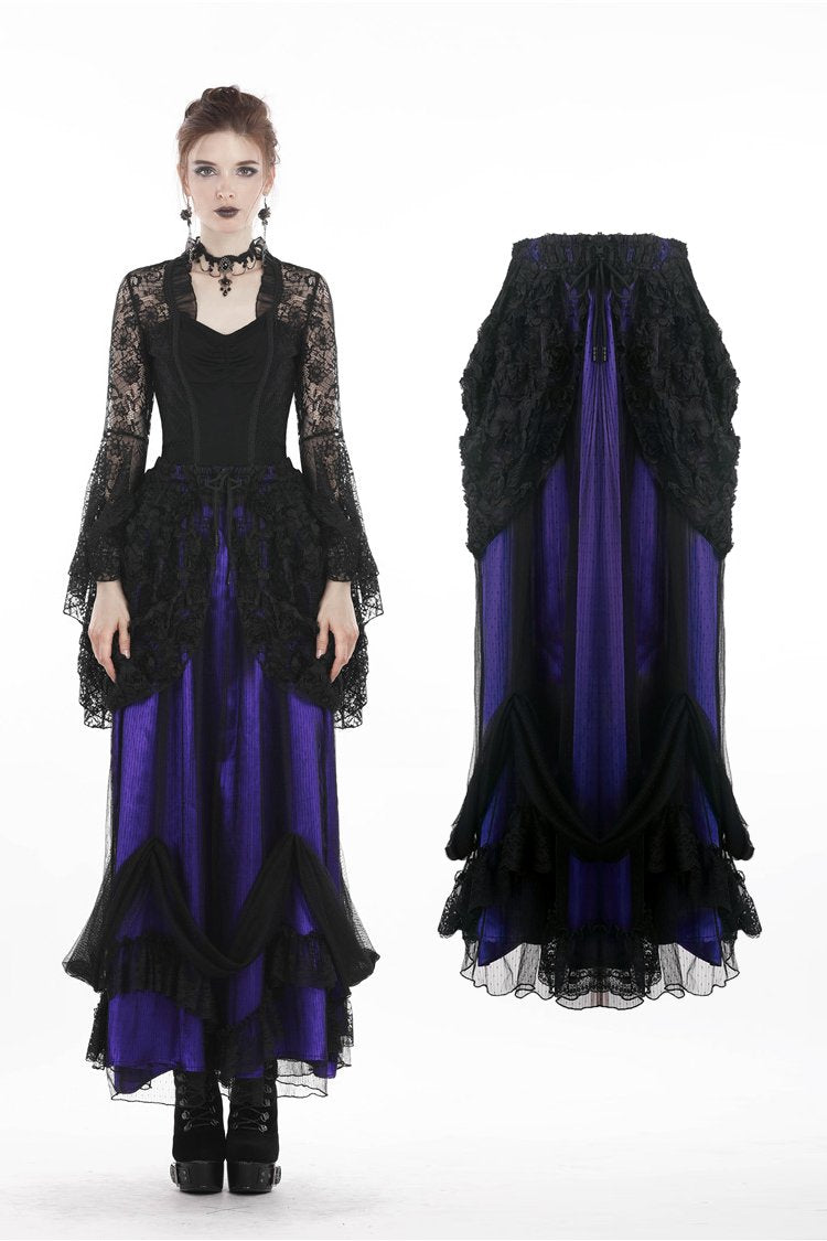 Gothic lace mesh satin long skirt KW139 – DARK IN LOVE