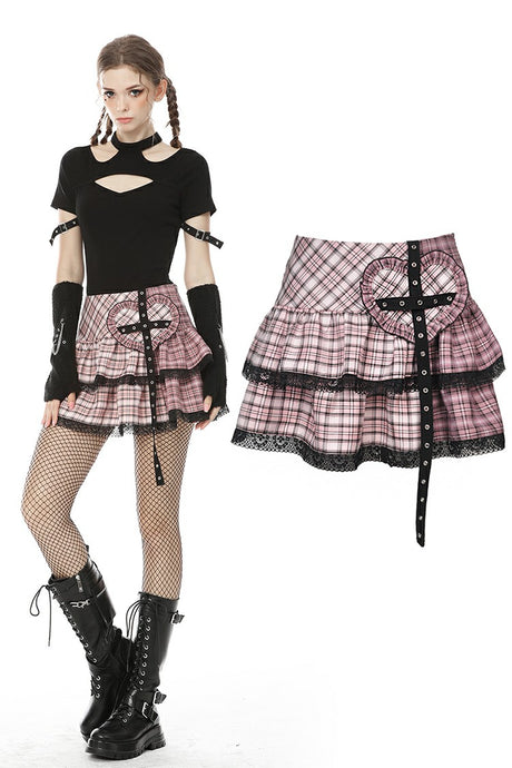 Millennium hottie metal rock heart pink gird skirt KW189