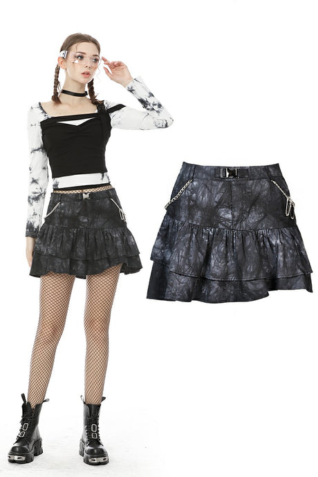 Punk tiepins tie-dyed short skirt KW190